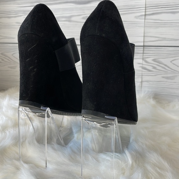 Stuart Weitzman Suede Peep-Toe Wedges - Picture 7 of 14
